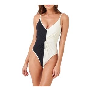 L Space Devi Colorblock Twist Front One-Piece Swimsuit Size M